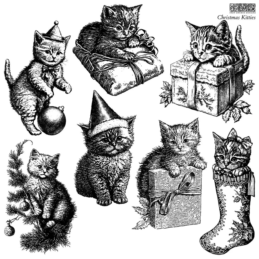 Christmas Kitties IOD Decor Stamps